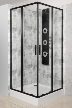 Kerra Solid SQ 80 negru pătrat cabină de duș fără tavă [2]