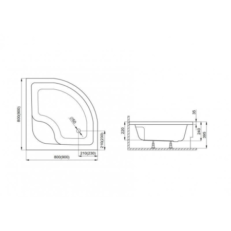 Kerra Tavă de duș adâncă curbată Aston 80 [2]
