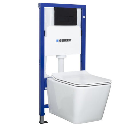 Toaleta - Kerra Tinos White Duofix Delta Black set rezervor de toaletă de perete