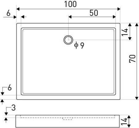 Kerra Victor universal pătrat tavă de duș 100x70 cm [1]