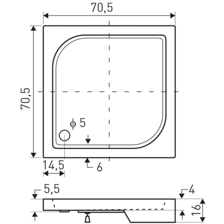 Kerra Victor universal pătrat tavă de duș 70x70 cm [1]