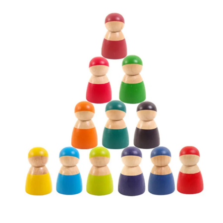 Jucării lemn - Leziter 12 figurine Montessori colorate din lemn