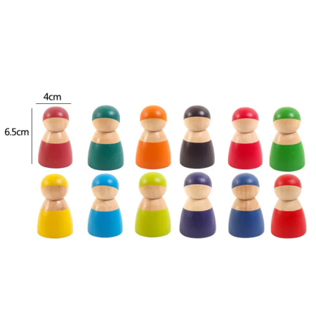 Leziter 12 figurine Montessori colorate din lemn [2]