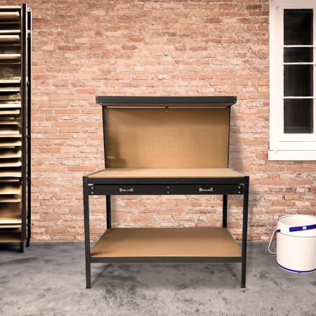 Leziter Banc de lucru cu sertar, negru [1]