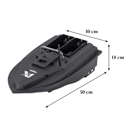 Leziter Barcă de hrănire X1 cu ejector spate, compartiment dublu pentru hrănire, negru [2]