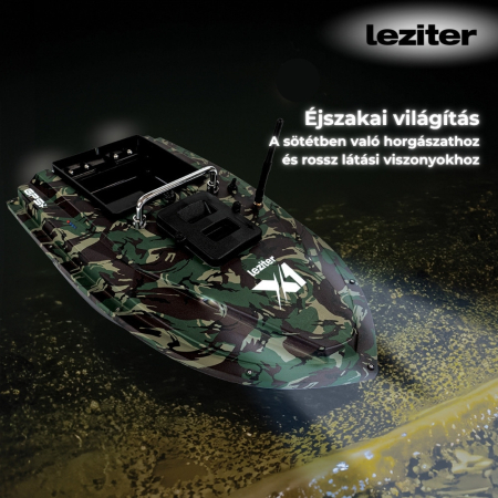 Leziter Barcă de pescuit momeli X1 GPS 4G cu ejecție spate, camuflaj verde [7]