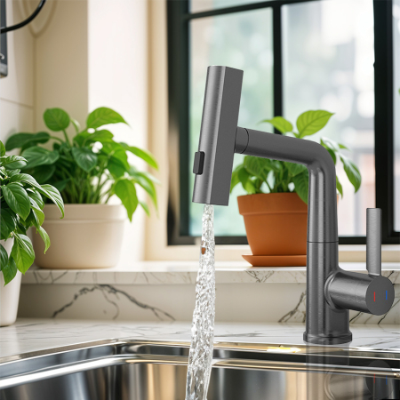 Leziter Robinet mixer pentru chiuvetă Mara cu cap multifuncțional gri [1]