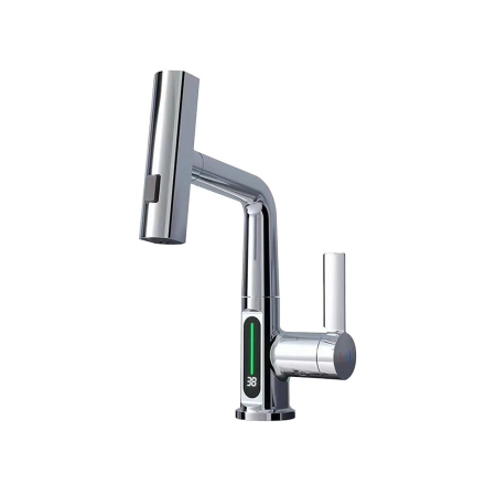 Leziter Robinet mixer pentru chiuveta de bucătărie Mara cu cap multifuncțional cu afișaj digital crom [3]