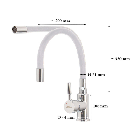 Leziter Robinet mixer pentru chiuvetă pe piedestal Corin cu gura de scurgere flexibilă alb [5]