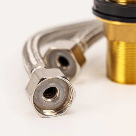 Leziter Robinet mixer pentru chiuvetă pe piedestal Corin cu gura de scurgere flexibilă alb [9]