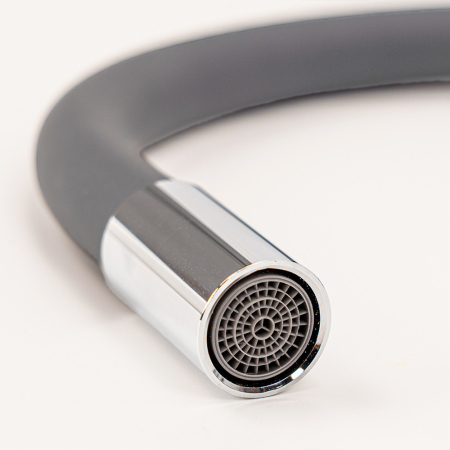 Leziter Robinet mixer pentru chiuvetă cu piedestal Corin cu gura de scurgere flexibilă gri [8]