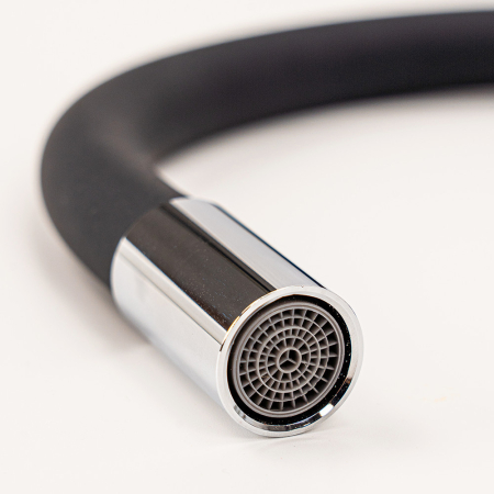 Leziter Robinet mixer pentru chiuvetă cu piedestal Corin cu gura de scurgere flexibilă negru [9]