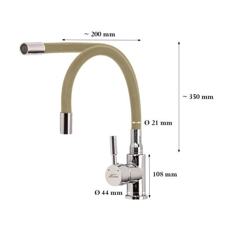 Leziter Robinet mixer pentru chiuvetă cu piedestal Corin cu gura de scurgere flexibilă bej [5]