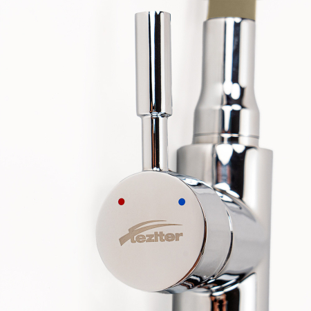 Leziter Robinet mixer pentru chiuvetă cu piedestal Corin cu gura de scurgere flexibilă bej [7]