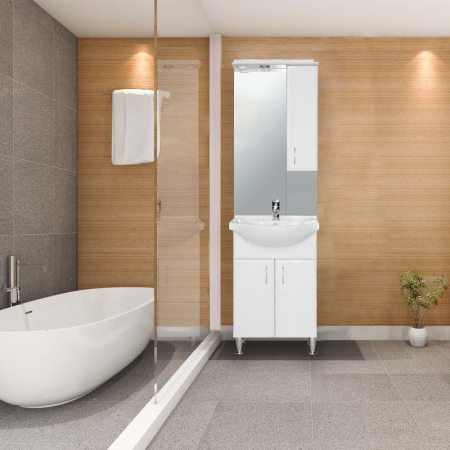 Leziter Bianca Plus 55 mobilier de baie complet în alb lucios, deschidere la dreapta [2]