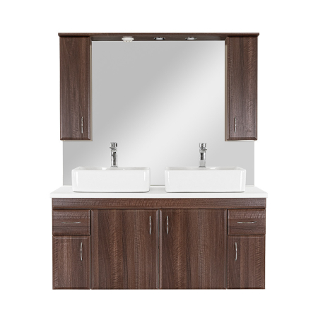 Set mobilier baie - Leziter Bianco 130 fără lavoar cu blat de lucru din lemn de nuc Aida alb