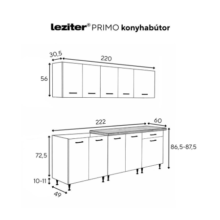 Leziter Bucătărie Primo 220 alb, cu blat rauna sil [2]