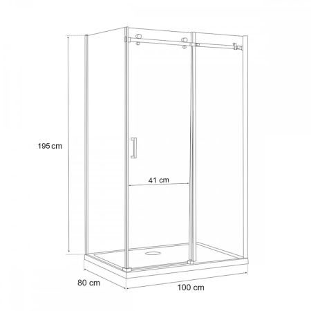 Leziter Cabină de duș asimetrică Bold-in 80x100 cm fără cădiță de duș [2]