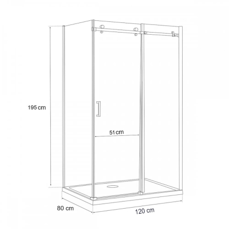 Leziter Cabină de duș asimetrică Bold-in 80x120 cm fără cădiță de duș [2]
