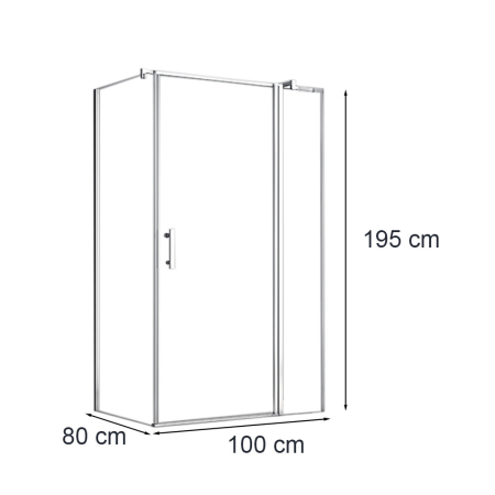 Leziter Cabină de duș asimetrică simplă de 80x100 cm cu ușă cu deschidere, fără tavă de duș [2]