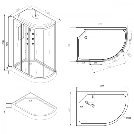 Leziter Cabină de duș cu hidromasaj Aria cu instalare pe partea stângă [2]
