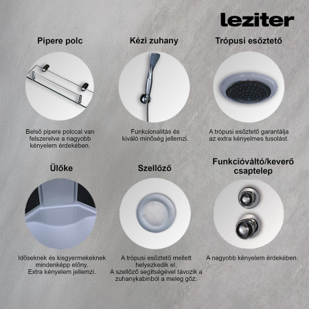 Leziter Cabină de duș cu hidromasaj Lia 80x120 cm, dreapta [4]