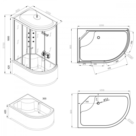 Leziter Cabină de duș cu hidromasaj Lia 80x120 cm, stânga [2]