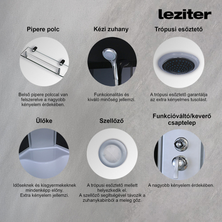 Leziter Cabină de duș cu hidromasaj Mila - albă [4]