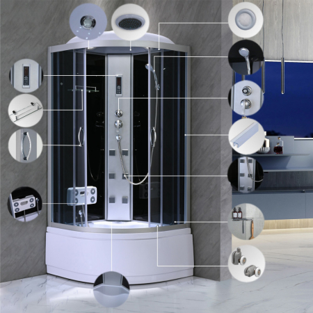 Leziter Cabină de duș cu hidromasaj Mila - neagră [6]