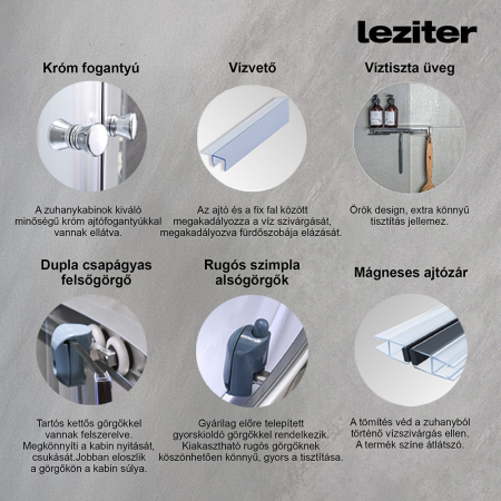 Leziter Cabină de duș cu hidromasaj Mila - neagră [3]