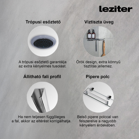 Leziter Cabină de duș cu hidromasaj pătrată Valerie 80x120 cm [4]