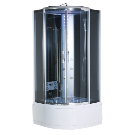 Leziter Cabină de duș cu hidromasaj Vital Black 80x80 cm, curbată și adâncă [9]