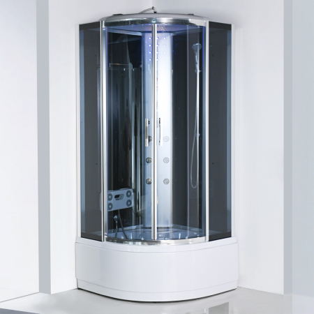 Leziter Cabină de duș cu hidromasaj Vital Black 90x90 cm, curbată, cu tavă adâncă [9]