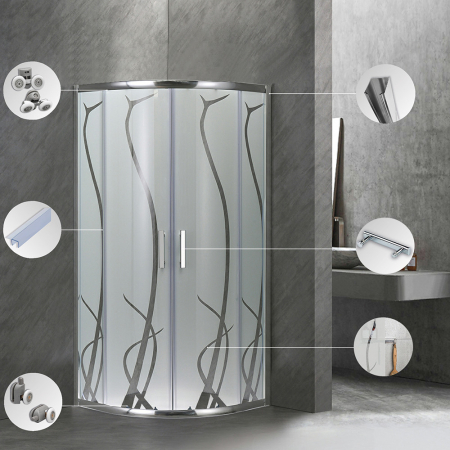 Leziter Cabină de duș curbată Spirit Bamboo 80x80 cm fără cădiță de duș [4]