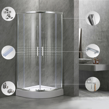 Leziter Cabină de duș curbată Spirit Matrix 80x80 cm cu cădiță de duș [3]