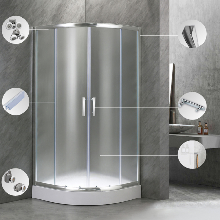 Leziter Cabină de duș curbată Spirit Matt 80x80 cm cu cădiță de duș [4]