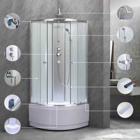 Leziter Cabină de duș Karolino 90 albă cu cadă adâncă [5]