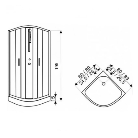 Leziter Cabină de duș Marco White II 90x90 cm cu cădiță de duș [2]