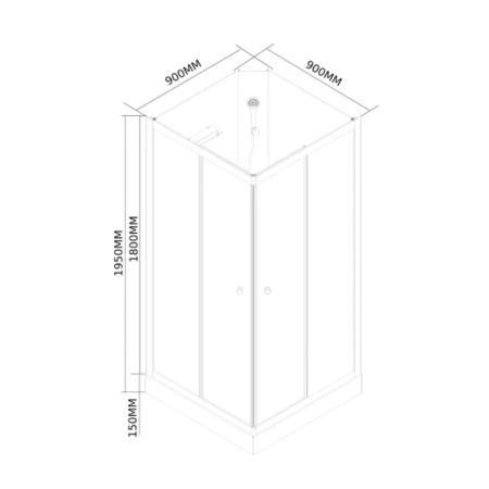 Leziter Cabină de duș pătrată Polo White II, albă, cu cădiță de duș acrilică, 90x90x195 cm [2]