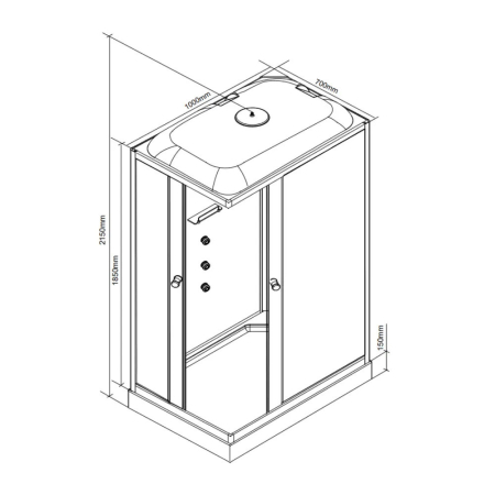 Leziter Cabină de duș pătrată cu hidromasaj Valerie 70x100 cm [2]