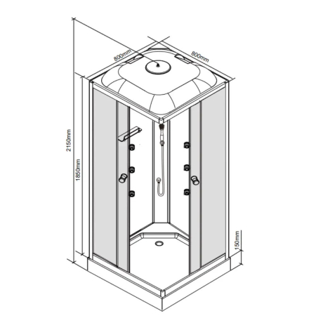 Leziter Cabină de duș pătrată cu hidromasaj Valerie 80x80 cm [1]