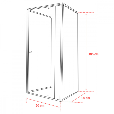 Leziter Cabină de duș pătrată flexibilă, montată pe perete, 90x90 cm, fără cădiță de duș [2]