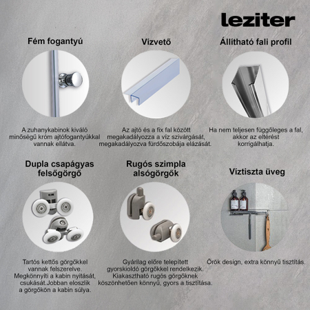 Leziter Cabină de duș pătrată neagră Polo Black II 80x80 cm cu cădiță de duș [3]