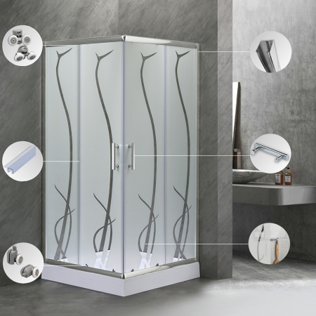 Leziter Cabină de duș pătrată Spirit BAMBOO 80x80, cu cădiță de duș acrilică armată [4]