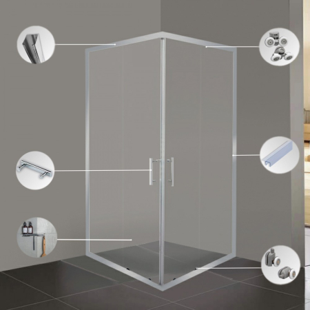 Leziter Cabină de duș pătrată Spirit Clear 80x80 cm, fără cădiță de duș [2]