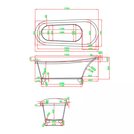 Leziter Cadă de baie independentă Clark [2]