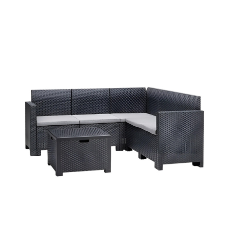 Produse temporar indisponibile - Leziter Canapea de colț de grădină Nero cu 5 locuri