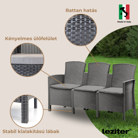 Leziter Canapea de grădină Lima cu 3 locuri [3]