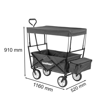 Leziter Cărucior de plajă pliabil de grădină cu acoperiș, gri [2]