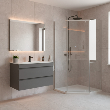 Leziter Celtic 90x90 cm cabină de duș pentagonală cu tavă de duș [1]